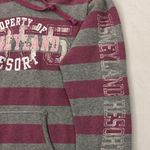 Disney  PARKS Disneyland Resort Bling Striped Pink Gray Hoodie Sweatshirt Size XL Photo 1