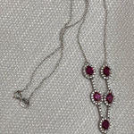 New Lab Created Ruby with White Topaz Sterling Silver Necklace Red Photo 0