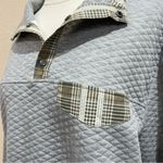 Grey Quilted Sweatshirt Green Plaid Elbow Patches Size XL Gray Photo 6