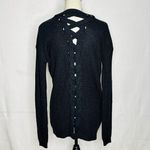 True Craft  Oversized Cable Knit Soft Black Cardigan Criss Cross Back Size XS Photo 1