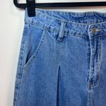SheIn Wide Leg Pleated Jeans Medium Blue Wash Denim High Rise Pockets Women's  Size 30 Photo 2
