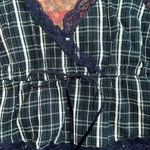 American Eagle  NAVY & GREEN PLAID LACE CAMI TOP Photo 1