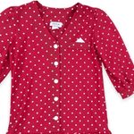 Vintage 1970s Red Polka Dot Puff Sleeve Scooter Ruffle Mini Dress Small Photo 2