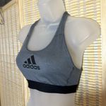 Adidas  Heather Gray Black Trim Mesh Racerback Sports Bra X Small Photo 2