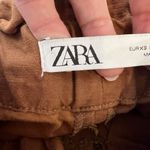 ZARA Size XS Trouser Pants High Waist Darted Pleated Linen Blend Crop NO BELT Photo 8
