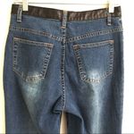 Isabel genuine leather accented boot cut jeans 4 Blue Photo 4