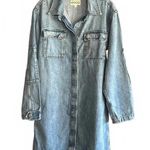 Anthropologie NWT Etica Denim Dress Small Blue Oversized Utility Mini Photo 0