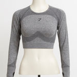 Gymshark Shirt Flex Long Sleeve Crop Gray Thumb Hole Athletic Activewear XL Photo 0
