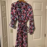NYDJ 'Kelsie' pink floral tie front shirt dress, size 12 Photo 2