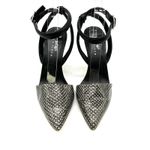 Lord‎ & Taylor 424 Fifth Womens 7.5 Baylee Heel Strappy Ankle Snake Print Black Photo 1
