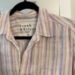 Frank & Eileen 100 Percent Linen Button-Up Shirt – Rainbow Stripe – Size Medium Photo 2
