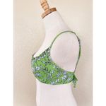 Zaful Green Floral Swim Top Small 4 Balconette Swim Top Ruffle Tie Back Photo 2