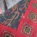 Calvin Klein Vintage Wool  Paisley Square Scarf Red Brown Fringe 53 x 54 Photo 4