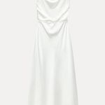 ZARA dress maxi satin rhinstone bow wedding slip on evening party coctail Photo 12