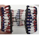 Beautiful Native American Metal and Beaded Cuff Bracelet Red Blue White Photo 2