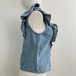 ZARA Blue Ruffled Denim Top MEDIUM NEW Photo 6