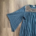 Deletta  Blue Blouse with Embellished Yoke Josephine Top Large Photo 5