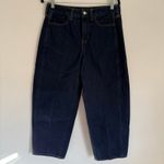 J.Crew  Petite Barrel Jean in Rinse Wash CK265 Size 26P Dark Wash Barrel Leg Photo 1