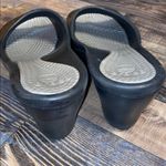 Crocs Black and Gold Patterned Boulder Colorado Wedges Photo 3