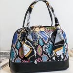 Faux Leather Snakeprint Blue Multi Handbag/ Croosbody 8” x 6.25” x 3.5” Black Photo 0