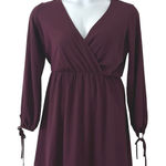Miami  Women's Wrap Top Tie Sleeves Blousy Mini Dress Plum M Medium Photo 0