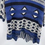 Lucky Brand  Sweater Womens Chunky Aztec Blue Black Boho Cardigan Size Xs/s Photo 8