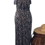 Cute black & white paisley maxi dress size XS/S spaghetti straps ruffles EUC Photo 0