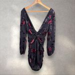Majorelle  Ava Deep V Dress in Black Floral Sz S‎ Revolve Photo 2