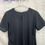 Vintage women's black scoop neck short sleeve casual modest kurta slit dress L Size L Photo 4