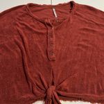 Free People Emma’s Henley tie front long sleeve blouse oversized size small Photo 2