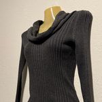 Pink republic  Gray Ribbed Cowl Neck Sweater Size S Stretchy Cozy Knit Charcoal Photo 2