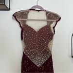 Alyce Paris  Deep Maroon Rhinestone Lace Mesh Cutouts Formal Long Dress Size 4 Photo 3
