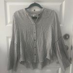 Madewell  Women's Size S Black White Bell-Sleeve Button-Down Shirt in Windowpane Photo 1