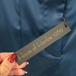 House of Harlow Teal Satin Slit Hem Flare Pants Photo 4