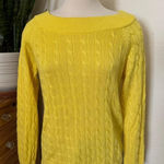 Ralph Lauren Vintage Lauren ‎ Yellow Cable Knit Sweater Preppy Boat Neck Knit Photo 0