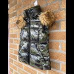 S13 Snowcat Down Puffer Vest with Faux Fur Hood small Green Photo 3