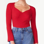 ✨Scoop Women's Ribbed Bodysuit with Sweetheart Neck and Long Sleeves✨ Red Size L Photo 0
