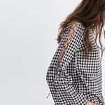 Madewell Black White Gingham Bell Sleeve Cotton Top XS. Photo 1