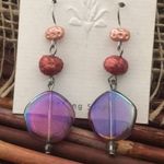 Tiger Mountain Glass Bead Sterling Earrings NWT Purple Photo 1