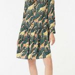 J.Crew NWT Shirtdress in Navy Saffron Giraffes Tiered Hem Fit Flare Dress XXS Photo 6