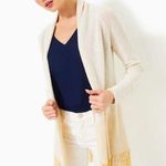 Lilly Pulitzer Tatum Long Fringe Hem Cardigan metallic gold sz L Photo 0