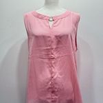 Adrienne Vittadini  Pink Sleeveless Semi Sheer Blouse with Silver Metal Keyhole Photo 5