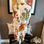 Cupshe Cream w/ Tropical Floral Button-Down Shirt Dress Swim Cover Up Size Small Photo 6