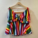 Collectif Rainbow Stripes Skirted Bikini Brief Size 16 Red Photo 3