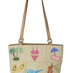 Vintage 90s Beach Summer Applique Purse Tan Photo 0