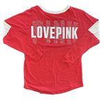 PINK - Victoria's Secret Victoria's Secret PINK red and white Bling Rhinestone Varsity Long Sleeve Tee M Photo 4