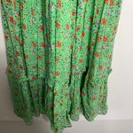 Banjanan Iris Floral Maxi Ruffle Tier Sleeveless Sheath Cotton Green Dress XS Photo 5
