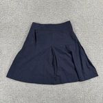 Eileen Fisher Skirt Large L Navy Blue Linen Blend Pleated Knee Length Womens Photo 0