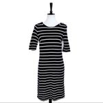 Banana Republic  Dress Navy White Stripe Boat Neck Ponte Knit Shift Women Size 2 Photo 2