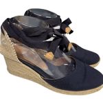 Castaner Castañer Carina Navy Canvas Espadrille Wedge Sandals Ankle Tie Size 39 US 8.5-9 Photo 3